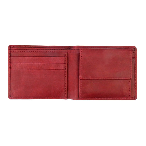 Börse HANNAH 11x9cm Vintagerot RFID-secure, Rindsleder / CONTIGO Fairtrade Onlineshop