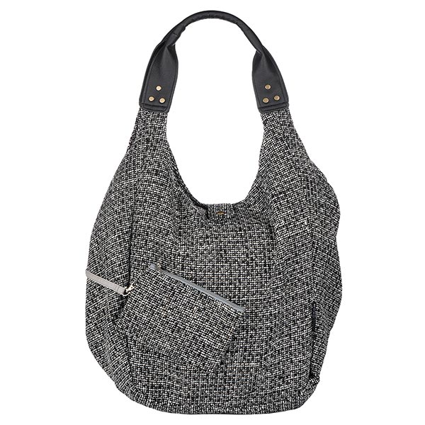 Tasche HOBOBAG black melange, schwarz, Wollmix