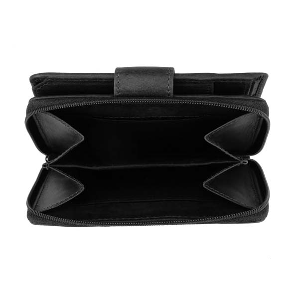 Börse OPULENCE 13x10cm Vintage schwarz RFID-secure, Leder / CONTIGO Fairtrade Onlineshop