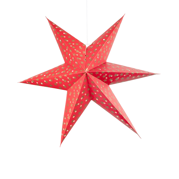 Sterndeko RED STAR, 45 cm, rot-gold, Papier, aufklappbar