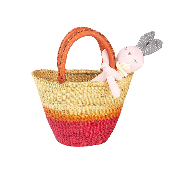 Bolga Korb KLEIN  U-Form 30cm DIPPY pink, Steppengras / CONTIGO Fairtrade Onlineshop