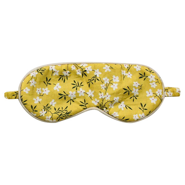 Schlafmaske GREEN FLOWERS, gelb, Baumwolle+Polyester-Satin
