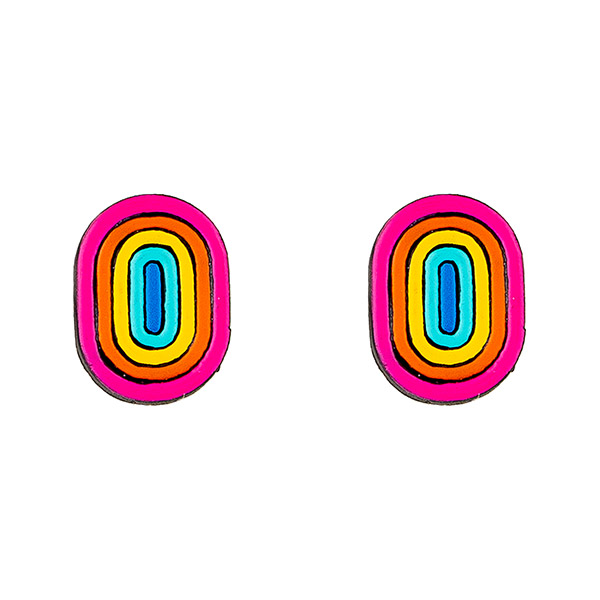 Ohrstecker GEO METRIC Oval Neon, Flaschenkürbis / CONTIGO Fairtrade Onlineshop
