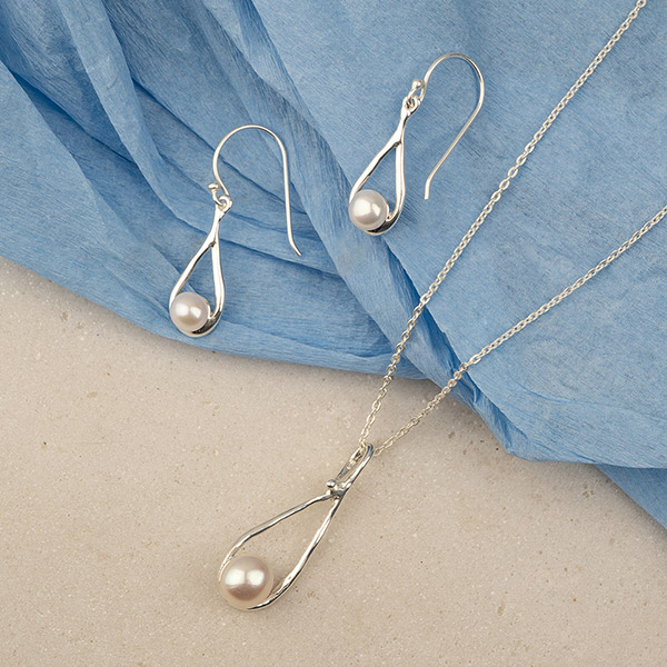Ohrringe TROPFEN mir Perle, Silber / CONTIGO Fairtrade Onlineshop