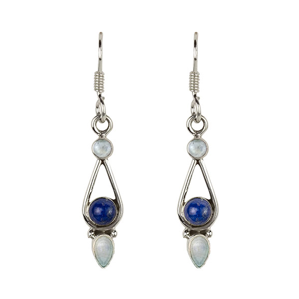 Ohrhänger Mondstein & Lapislazuli, Silber