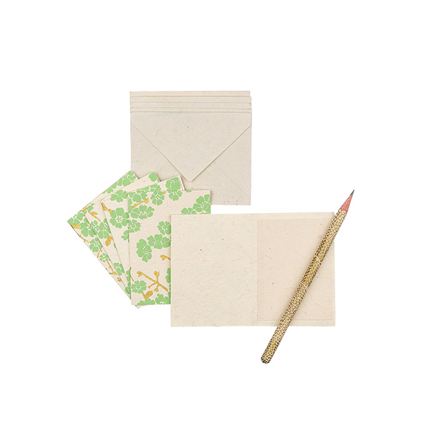 5 Mini Karten mit Umschlag CHERRY TREEE, natur-mint-gold, Lo / CONTIGO Fairtrade Onlineshop
