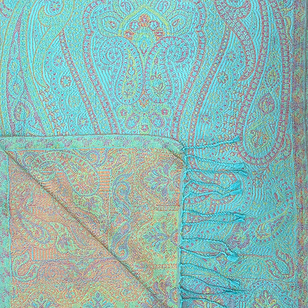 Schal PAISLEY türkis-grün-rot-mix, 165x35cm, Seide / CONTIGO Fairtrade Onlineshop