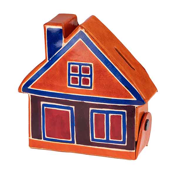 Spardose HAUS (Stückpreis) Ziegenleder