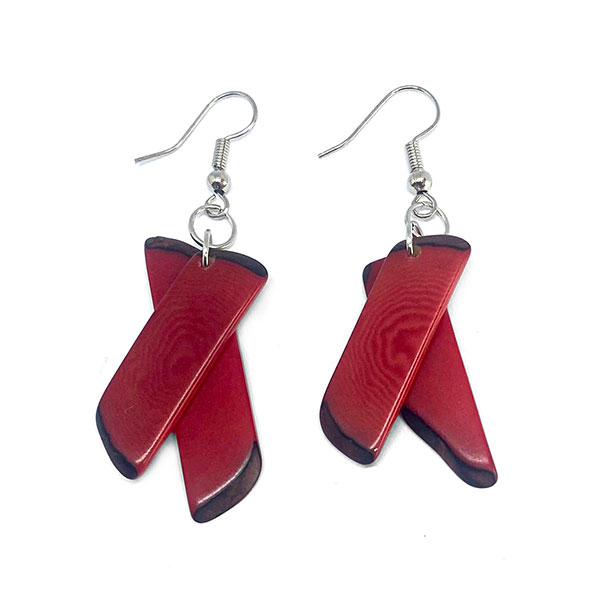 Ohrringe STICKS rot, Tagua