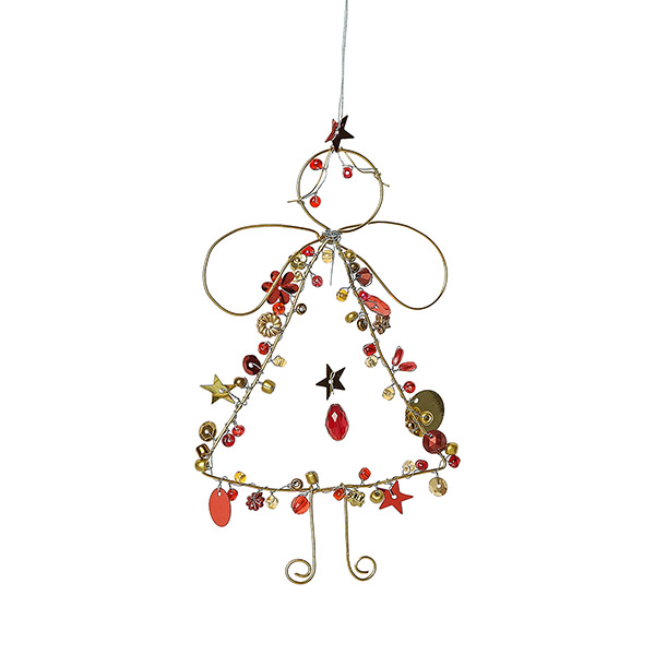 Perlendekoration ENGEL 14cm, rot-gold
