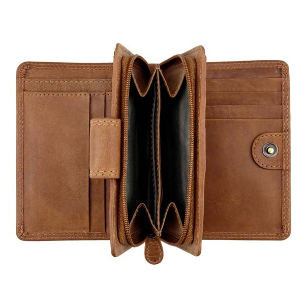 Börse Vintage-FLAP 8,5x12 braun, Rindsleder / CONTIGO Fairtrade Onlineshop