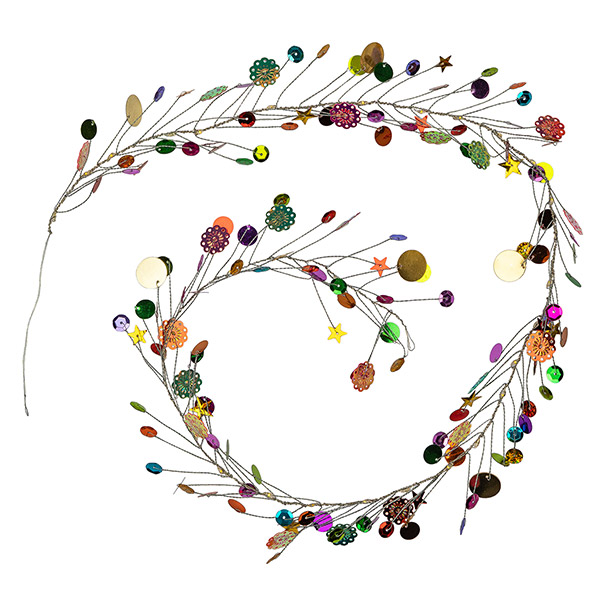 Perlendekoration Girlande 90cm mit LED Pailletten, bunt / CONTIGO Fairtrade Onlineshop