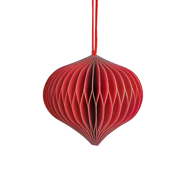 Papierdeko Origami 6,5cm ONION rot, Goldrand / CONTIGO Fairtrade Onlineshop