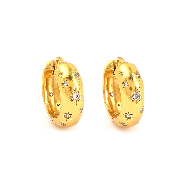 Creole, SHINY, Mini, 1,5 cm, Zirkonia, 22K vergoldet