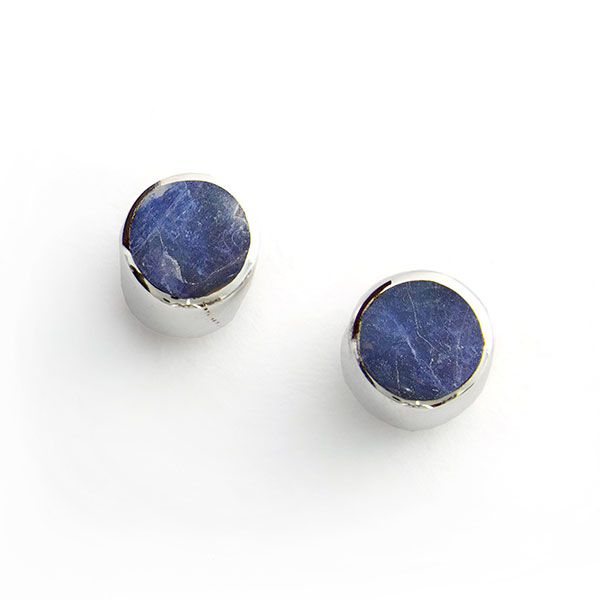 Ohrstecker Sodalith blau mini rund, Silber