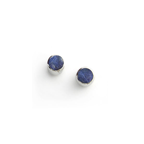 Ohrstecker Sodalith blau mini rund, Silber