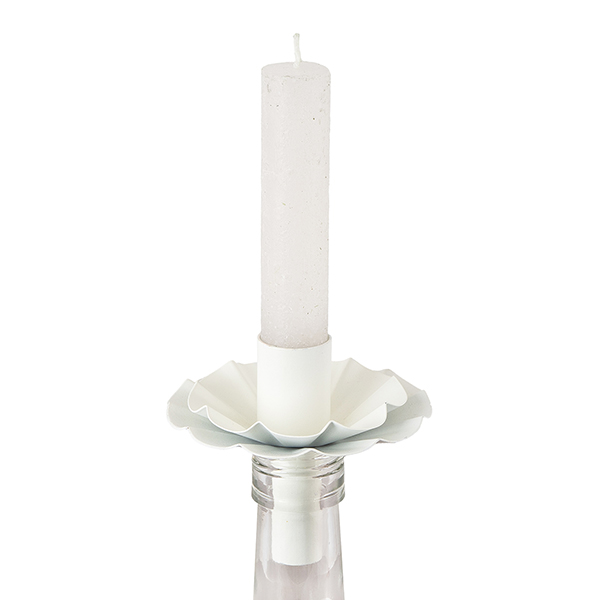 Kerzenhalter BOTTLENECK FLOWER weiß, Eisenblech / CONTIGO Fairtrade Onlineshop