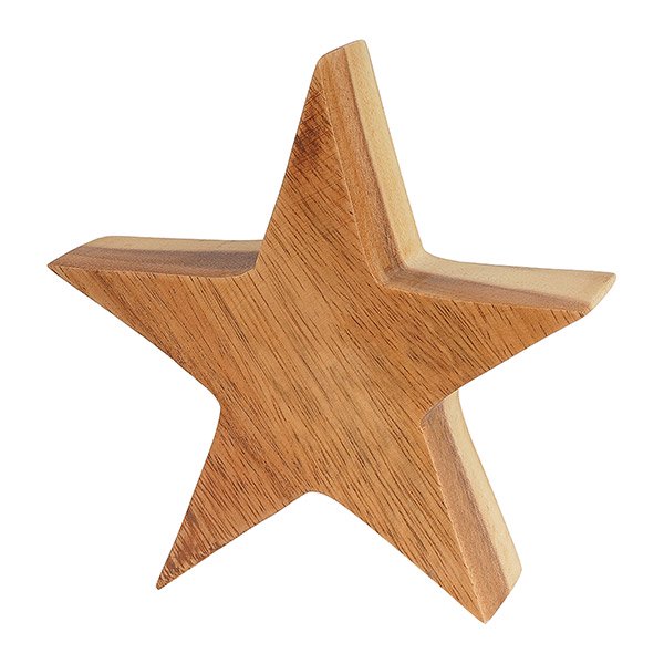 Weihnachtsdeko Stern 14cm natur, Acaciaholz