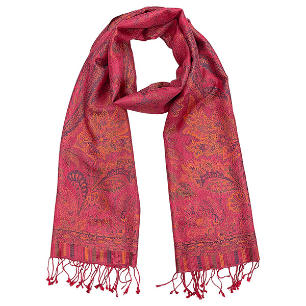 Schal PAISLEY, pink-lila, 190 x 45 cm, 100 % Seide