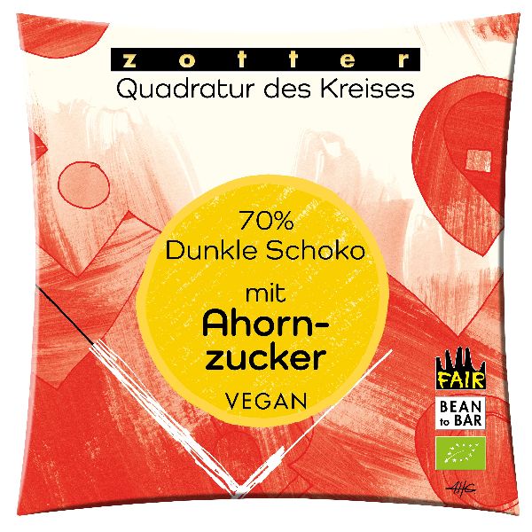 Quadratur70% Dunkle Schoko mit Ahornzucker 70g BIO vegan / CONTIGO Fairtrade Onlineshop