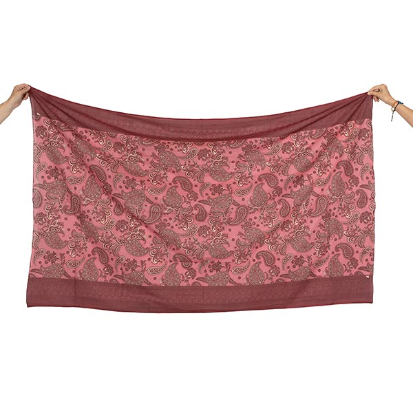 Schal RED PAISLEY, 200x100cm, 100 % Baumwolle (Bio), handgemacht