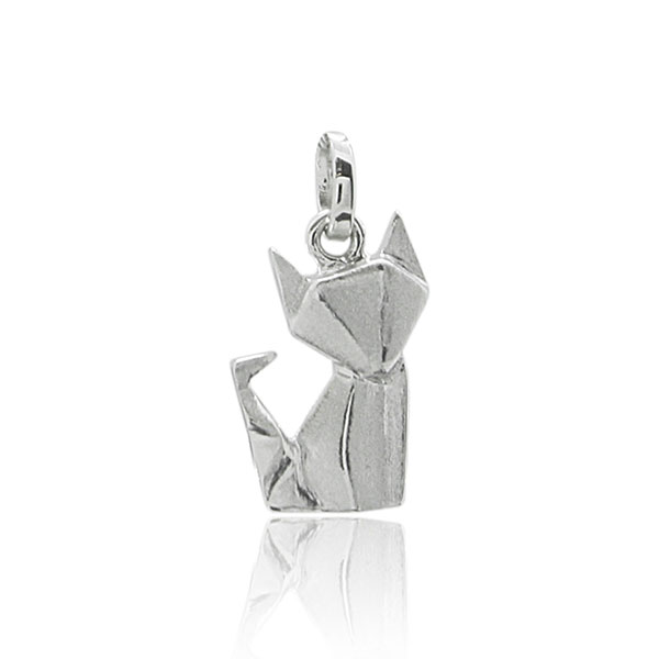 Kettenanhänger Origami Fuchs, Silber