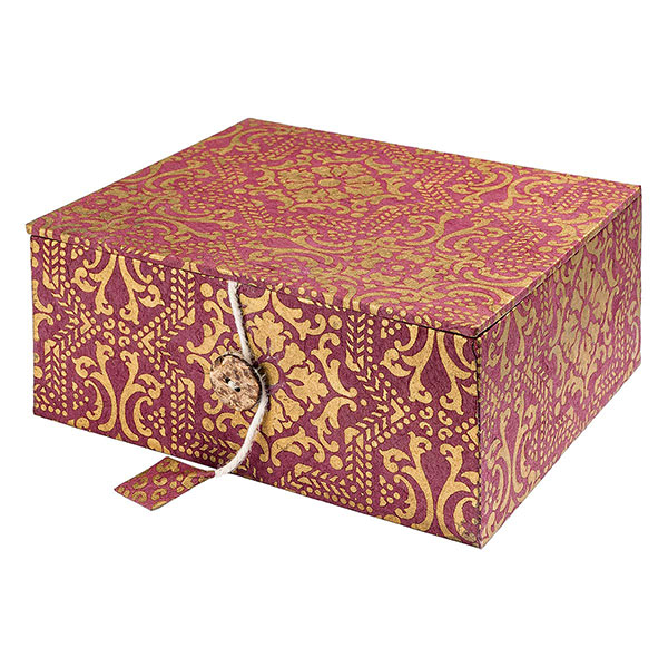Dekobox, Geschenkbox ARABIC STAR himbeerrot-gold, groß, Loktapapier