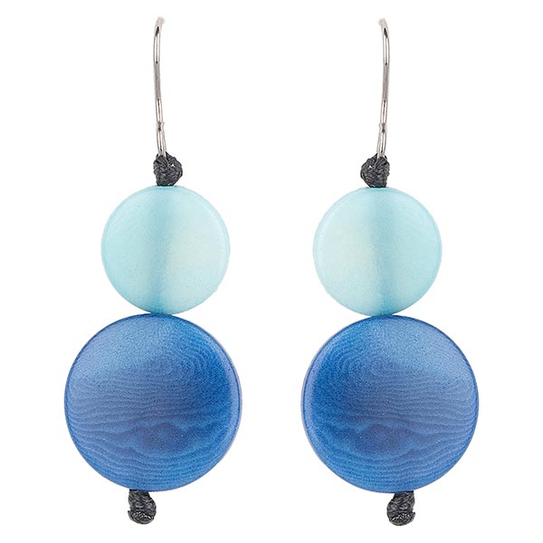 Ohrringe multicolor hellblau-dunkelblau, Tagua