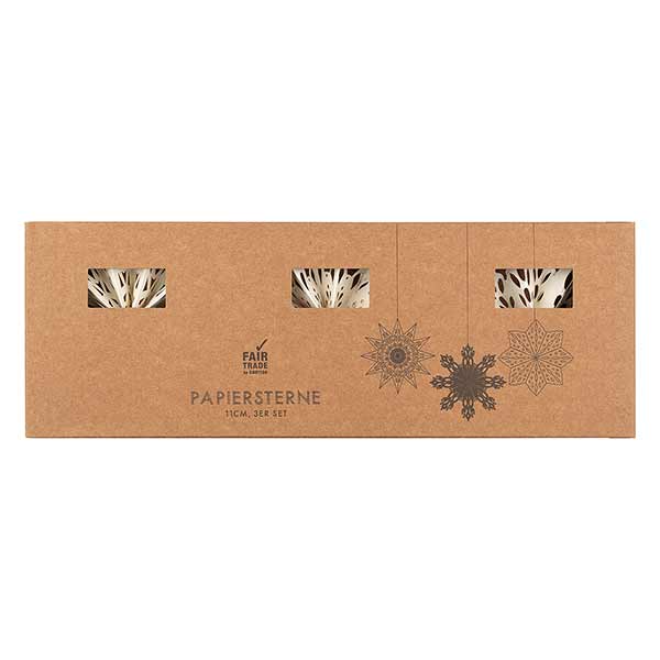 3er Set Schneeflocken, 11 cm, weiß, Papier / CONTIGO Fairtrade Onlineshop