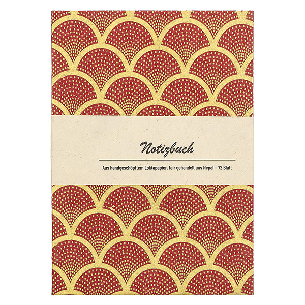 Notizheft JAKOBSMUSCHEL beere-gold, Loktapapier / CONTIGO Fairtrade Onlineshop