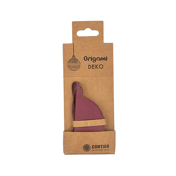 Papierdeko Origami 7,5cm GLOBE beere, Goldrand