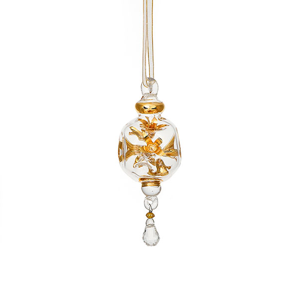 Glaskugel AMAYA 4cm mit Kristall, transparent-gold