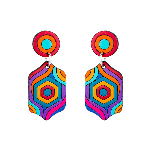 Ohrringe DUO Neon Sechskant, Flaschenkürbis / CONTIGO Fairtrade Onlineshop