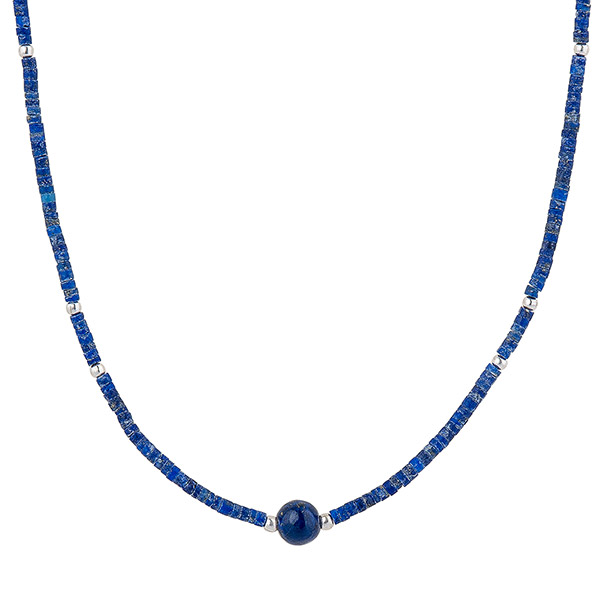 Halskette Lapis Silberperlchen mit Kugelperle / CONTIGO Fairtrade Onlineshop