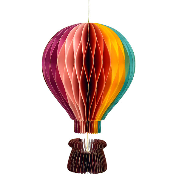 Origami Papierdeko Heißluftballon, 35 cm, bunt, handgemacht