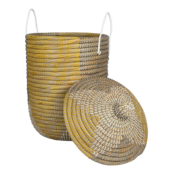 Wäschekorb 58cm OCRE plus Deckel, Kaisagras / CONTIGO Fairtrade Onlineshop
