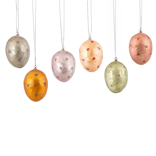 Anhänger OSTEREI DOTS pastell, Capiz (Stückpreis) / CONTIGO Fairtrade Onlineshop