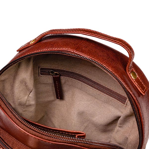 Rucksack Tumbled-ROUND kastanie, Rindsleder / CONTIGO Fairtrade Onlineshop
