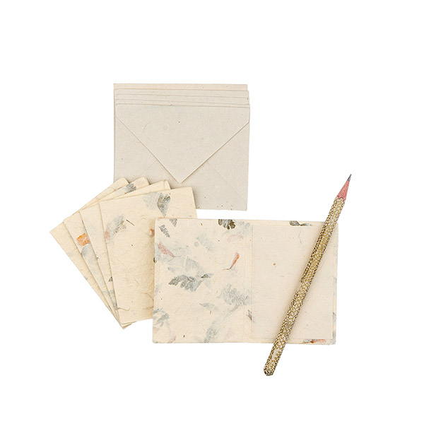 5 Mini Karten mit Umschlag FARN natural, Loktapapier / CONTIGO Fairtrade Onlineshop