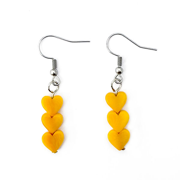 Ohrringe HERZCHEN Trio gelb, Tagua