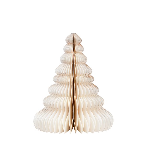Weihnachtsbaum ORIGAMI 15 cm, weiß, Goldrand, Papier / CONTIGO Fairtrade Onlineshop