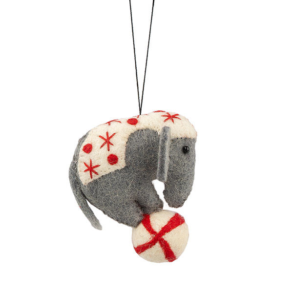 Dekoanhänger ELEFANT mit Ball, Wollfilz