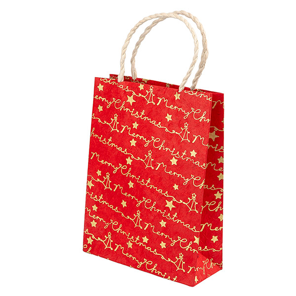 Geschenktüte S MERRY CHRISTMAS, rot-gold, Loktapapier / CONTIGO Fairtrade Onlineshop