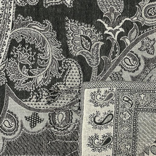 Wollschal PAISLEY, schwarz-grau, 180x70 cm, 100 % Wolle / CONTIGO Fairtrade Onlineshop