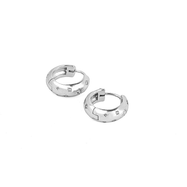 Creole SHINY 1,5 cm, Zirkonia, versilbert / CONTIGO Fairtrade Onlineshop