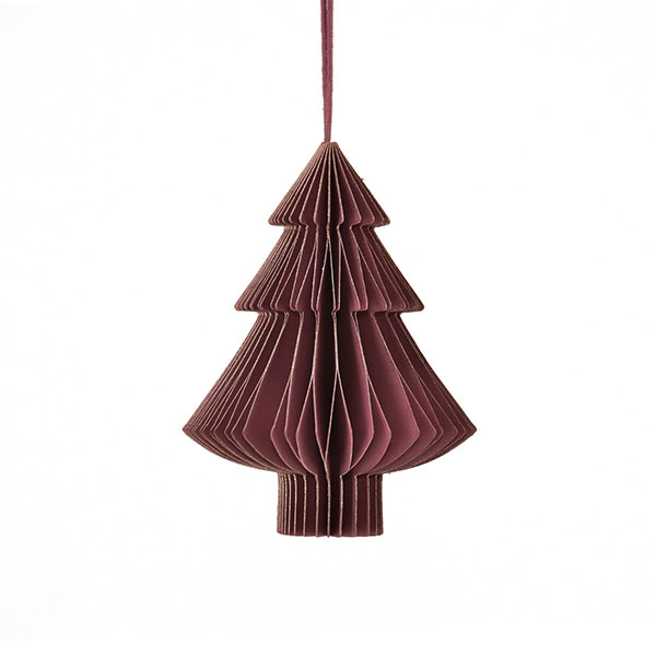 Papierdeko Origami Weihnachtsbaum, 7,5cm, beere, Goldrand