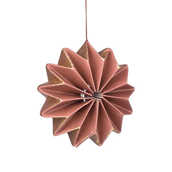 Stern Ornament Sprenkel 7,5cm, mauve-gold, Papier