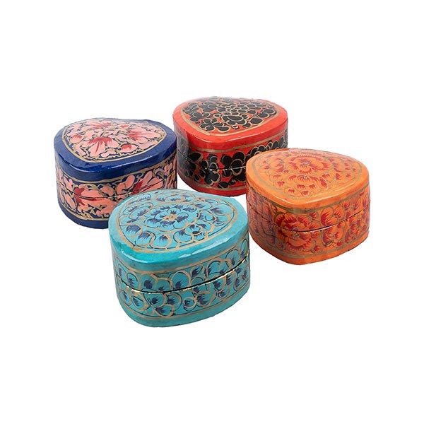 Dose Kaschmir MINI HERZ handbemalt, Pappmaché / CONTIGO Fairtrade Onlineshop