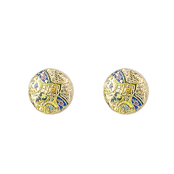 Ohrstecker rund Romance bunt-gold, Fliese