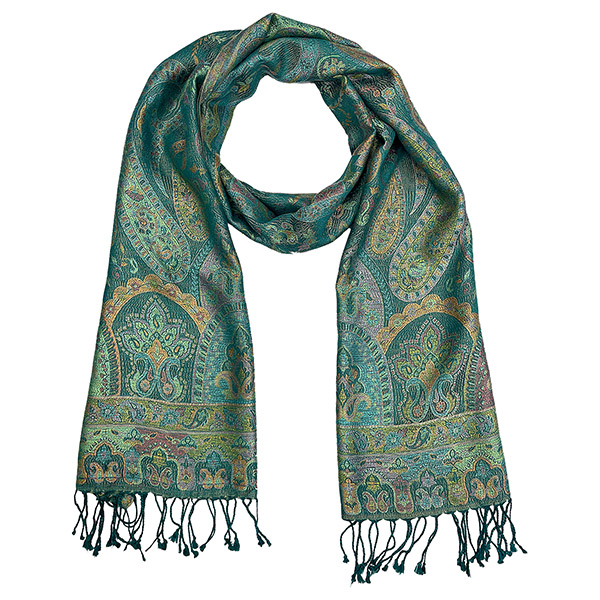 Schal PAISLEY, türkis, 190x54 cm, 100 % Seide